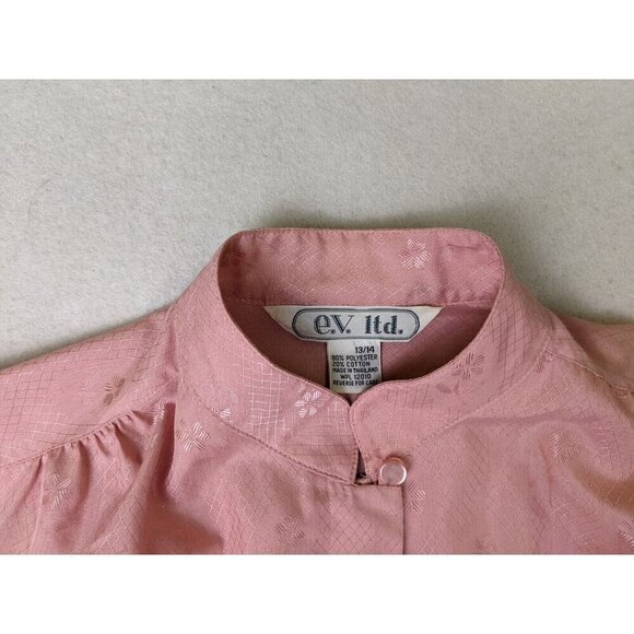 VINTAGE WOMEN'S PINK LONG SLEEVE BUTTON-UP BLOUSE E.V. LTD. - SIZE 13/14 - Picture 5 of 8